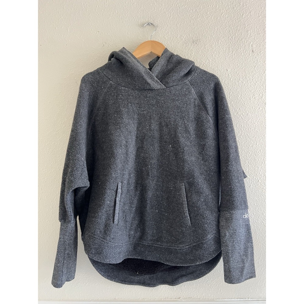 Alo Yoga Women's M Eternal Fleece Hoodie Batwing Oversized Sweatshirt Grey Cozy